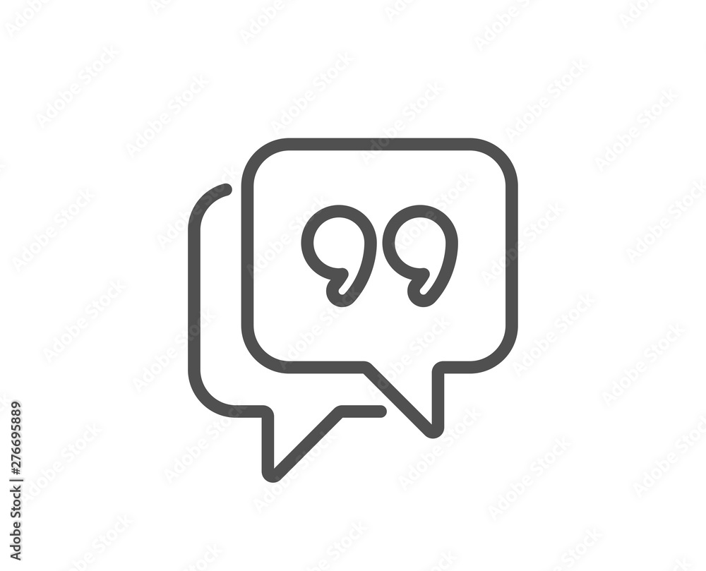 Quote bubble line icon. Chat comment sign. Speech bubble symbol. Quality design element. Linear style quote bubble icon. Editable stroke. Vector