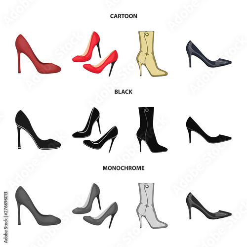 Isolated object of heel and high logo. Set of heel and stiletto stock symbol for web.