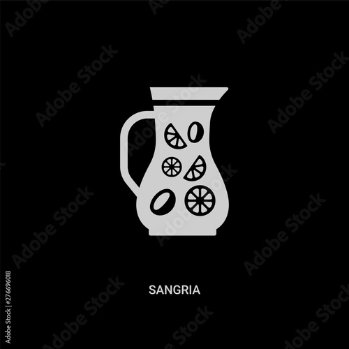 white sangria vector icon on black background. modern flat sangria from summer concept vector sign symbol can be use for web, mobile and logo.