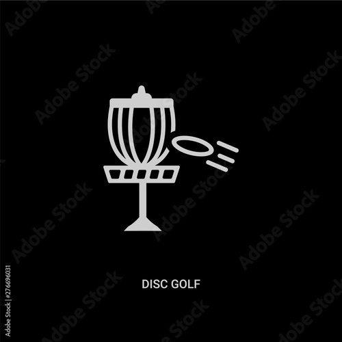white disc golf vector icon on black background. modern flat disc golf from summer concept vector sign symbol can be use for web, mobile and logo.