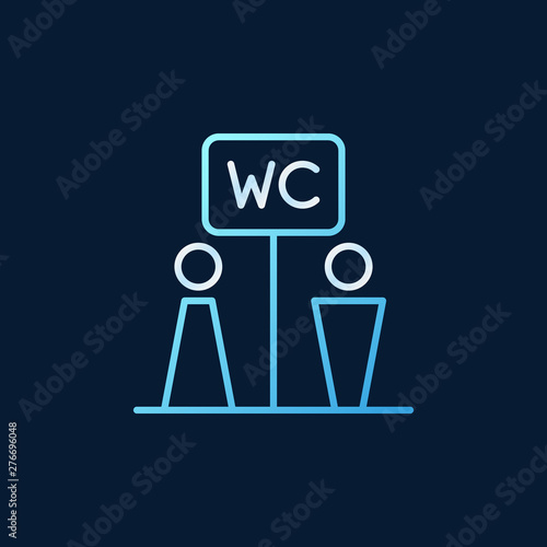 Vector WC Toilet concept colored linear icon or symbol on dark background