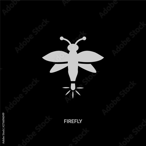white firefly vector icon on black background. modern flat firefly from summer concept vector sign symbol can be use for web, mobile and logo.