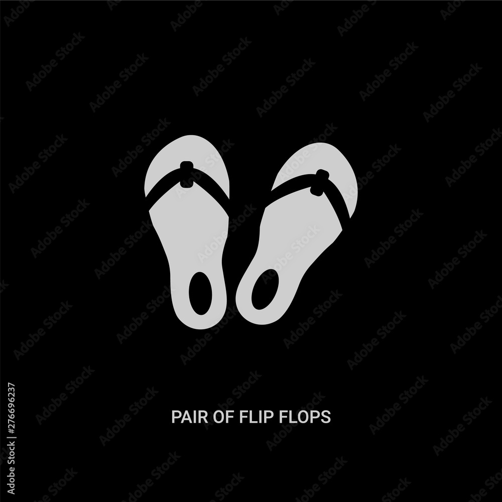 white pair of flip flops vector icon on black background. modern flat pair  of flip flops from summer concept vector sign symbol can be use for web,  mobile and logo. Stock-Vektorgrafik