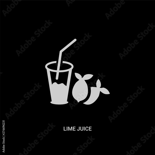 white lime juice vector icon on black background. modern flat lime juice from summer concept vector sign symbol can be use for web, mobile and logo.