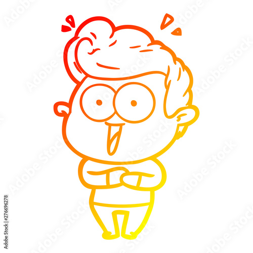 warm gradient line drawing cartoon excited man