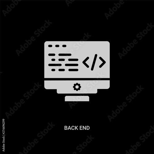 white back end vector icon on black background. modern flat back end from technology concept vector sign symbol can be use for web, mobile and logo.