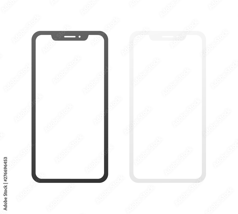 Black and whote smart phone template in flat style. Use for demonstrate your design and app. Black and whote smart phone template in flat style. Use for demonstrate your design and app.