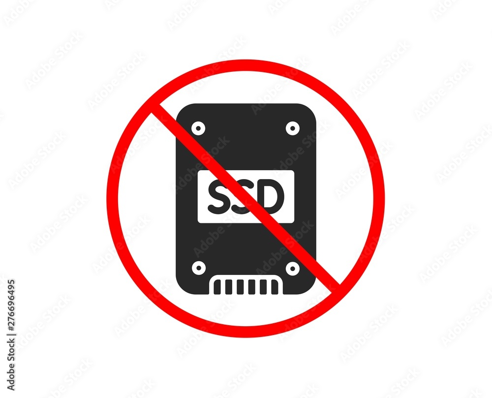 No or Stop. SSD icon. Solid-state drive sign. Storage disk symbol.  Prohibited ban stop symbol. No sSD icon. Vector Stock Vector | Adobe Stock