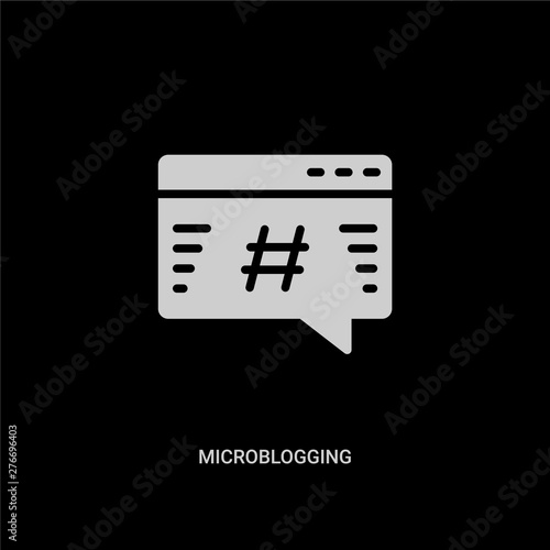 white microblogging vector icon on black background. modern flat microblogging from technology concept vector sign symbol can be use for web, mobile and logo.