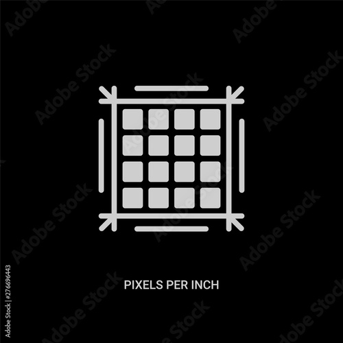 white pixels per inch vector icon on black background. modern flat pixels per inch from technology concept vector sign symbol can be use for web, mobile and logo.