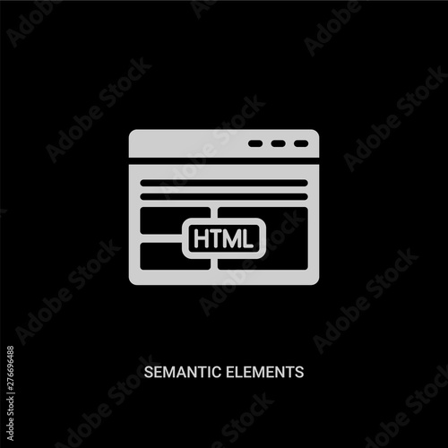 white semantic elements vector icon on black background. modern flat semantic elements from technology concept vector sign symbol can be use for web, mobile and logo.