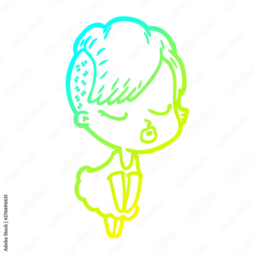 cold gradient line drawing cartoon pretty hipster girl cold gradient line drawing cartoon pretty hipster girl