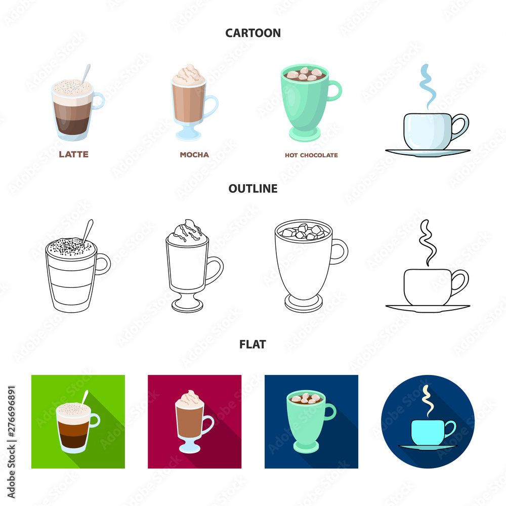 Obraz premium Vector design of cup and coffe icon. Set of cup and top vector icon for stock.