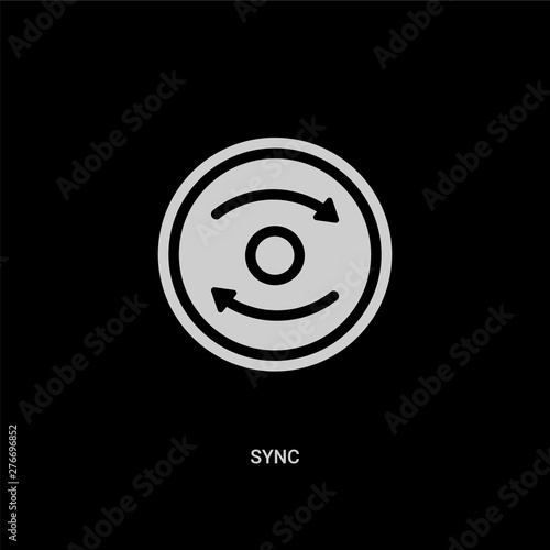 white sync vector icon on black background. modern flat sync from time management concept vector sign symbol can be use for web, mobile and logo.