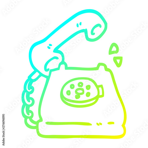 cold gradient line drawing cartoon telephone ringing