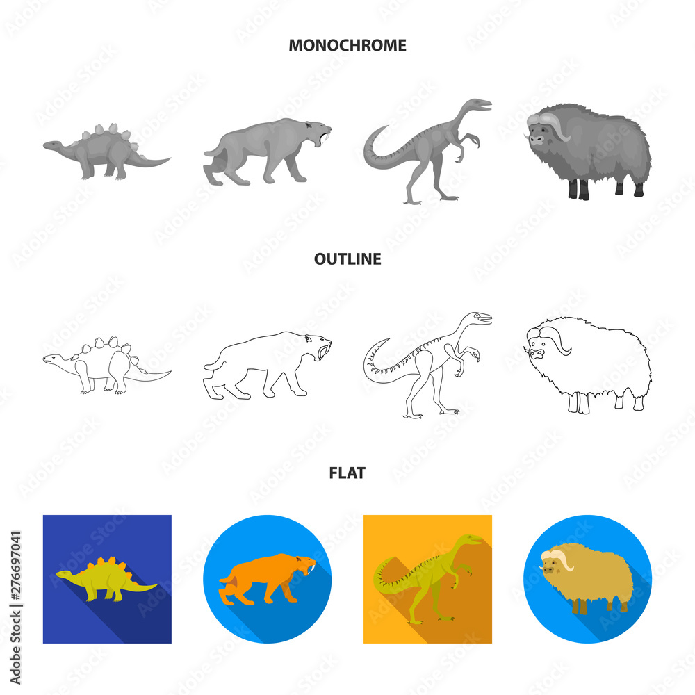 Fototapeta premium Vector design of animal and character logo. Set of animal and ancient stock symbol for web.