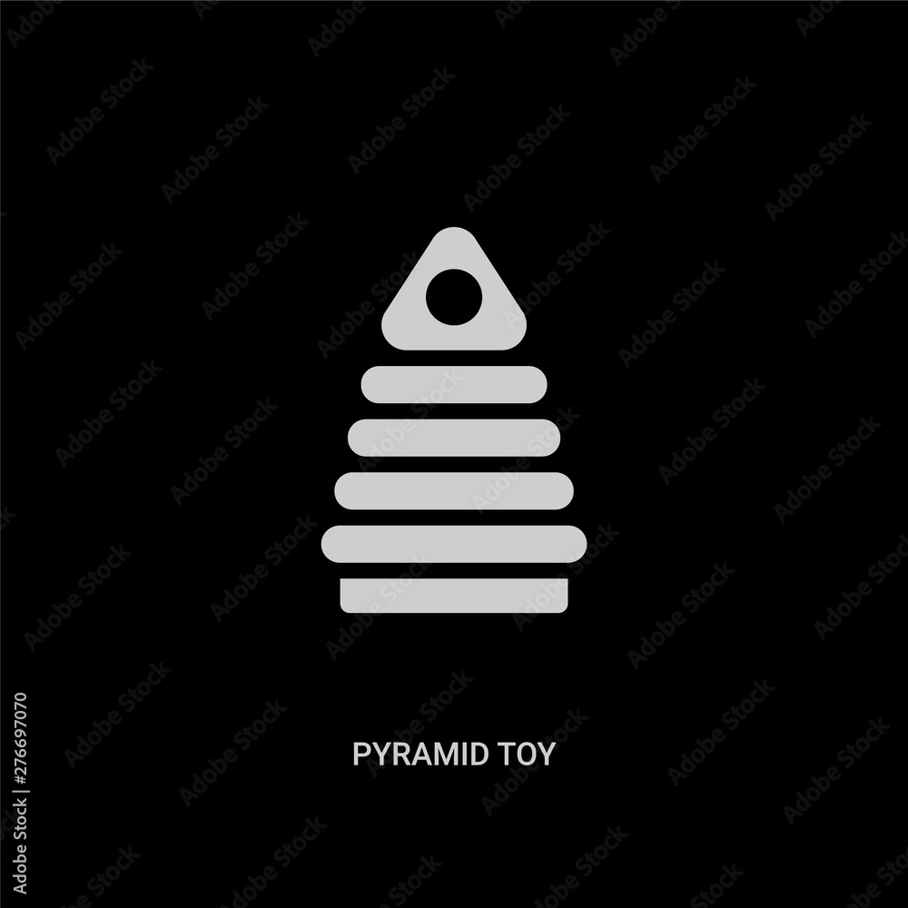 white pyramid toy vector icon on black background. modern flat pyramid toy from toys concept vector sign symbol can be use for web, mobile and logo. white pyramid toy vector icon on black background. modern flat pyramid toy from toys concept vector sign symbol can be use for web, mobile and logo.
