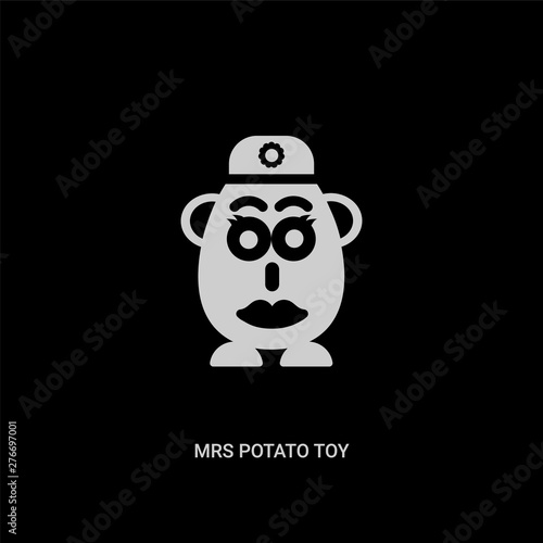 white mrs potato toy vector icon on black background. modern flat mrs potato toy from toys concept vector sign symbol can be use for web, mobile and logo.