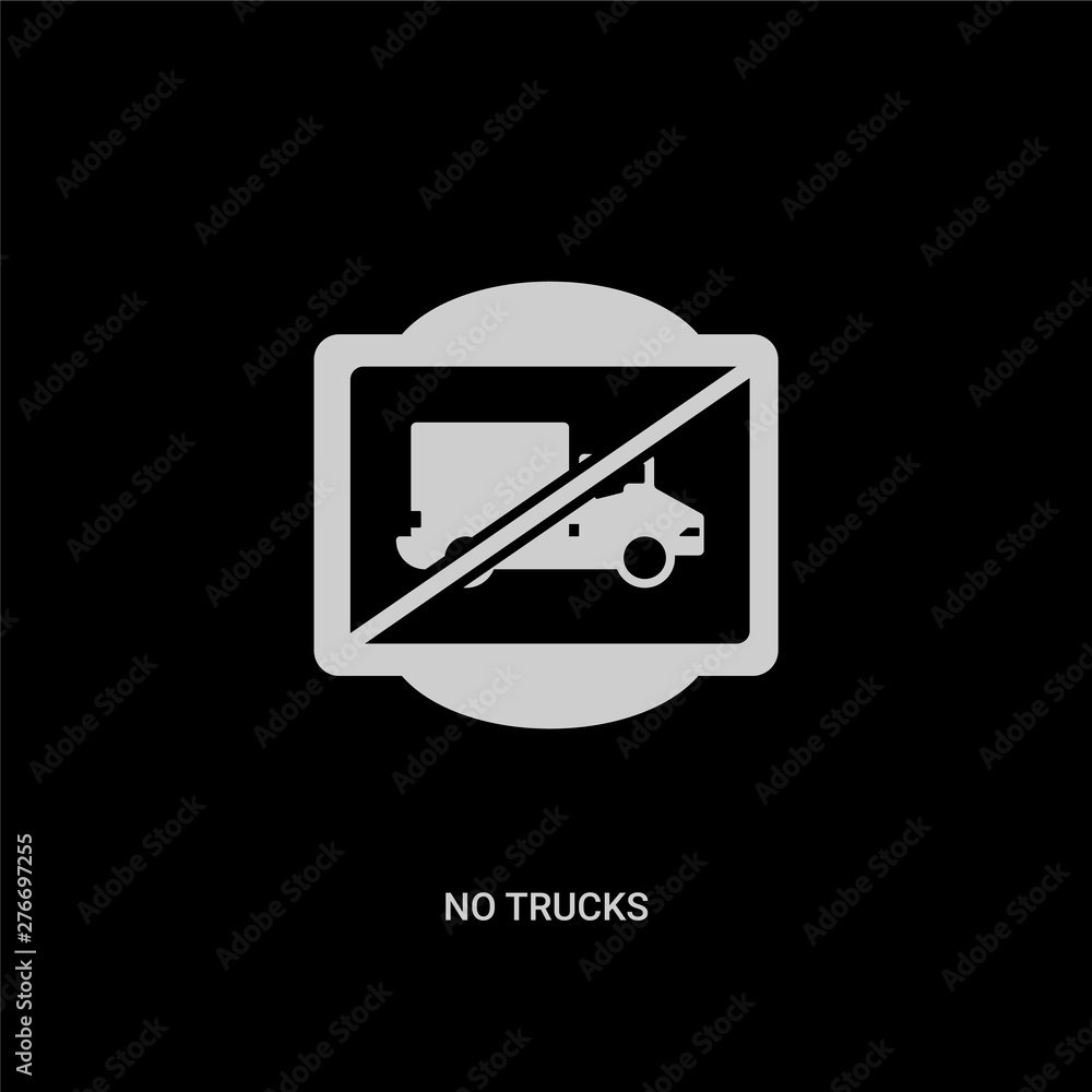 white no trucks vector icon on black background. modern flat no trucks from traffic signs concept vector sign symbol can be use for web, mobile and logo. white no trucks vector icon on black background. modern flat no trucks from traffic signs concept vector sign symbol can be use for web, mobile and logo.