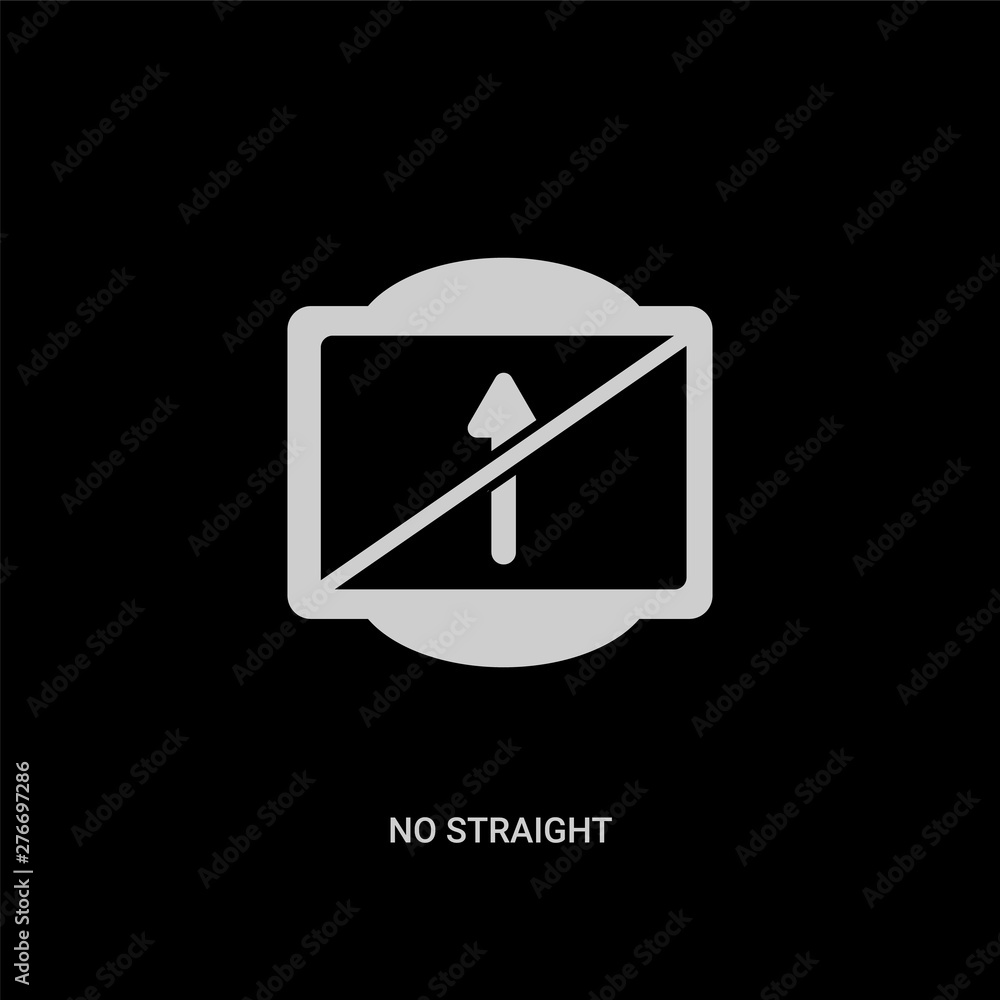 white no straight vector icon on black background. modern flat no straight from traffic signs concept vector sign symbol can be use for web, mobile and logo. white no straight vector icon on black background. modern flat no straight from traffic signs concept vector sign symbol can be use for web, mobile and logo.