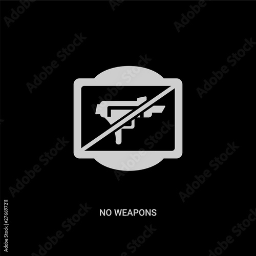 white no weapons vector icon on black background. modern flat no weapons from traffic signs concept vector sign symbol can be use for web, mobile and logo.