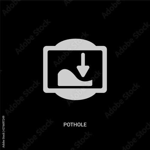 white pothole vector icon on black background. modern flat pothole from traffic signs concept vector sign symbol can be use for web, mobile and logo.