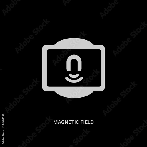 white magnetic field vector icon on black background. modern flat magnetic field from traffic signs concept vector sign symbol can be use for web, mobile and logo.