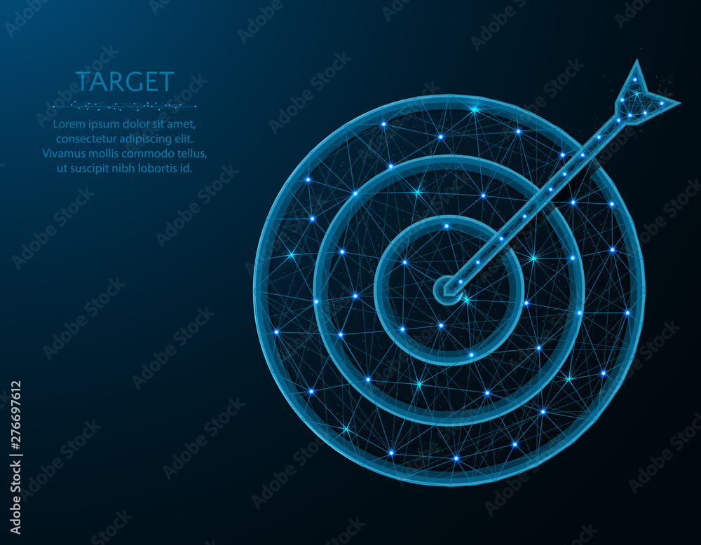Target low poly design, Arrow and aim in polygonal style, get into the  bullseye vector illustration on blue background Stock-Vektorgrafik | Adobe  Stock