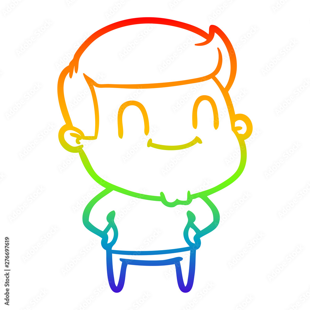 rainbow gradient line drawing cartoon happy man rainbow gradient line drawing cartoon happy man