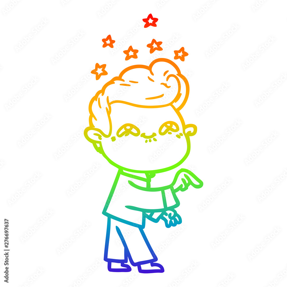 rainbow gradient line drawing cartoon excited man rainbow gradient line drawing cartoon excited man