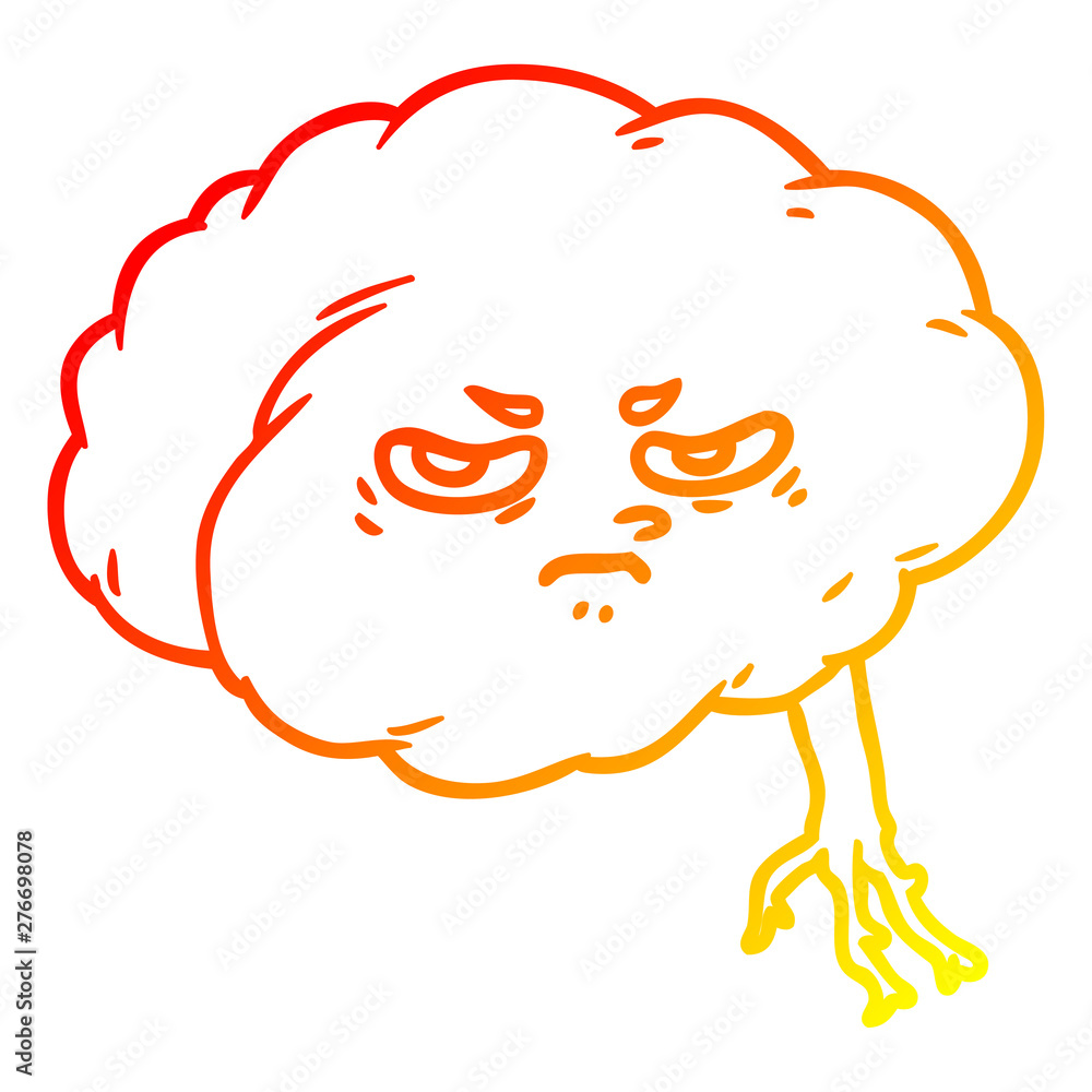 warm gradient line drawing cartoon brain warm gradient line drawing cartoon brain