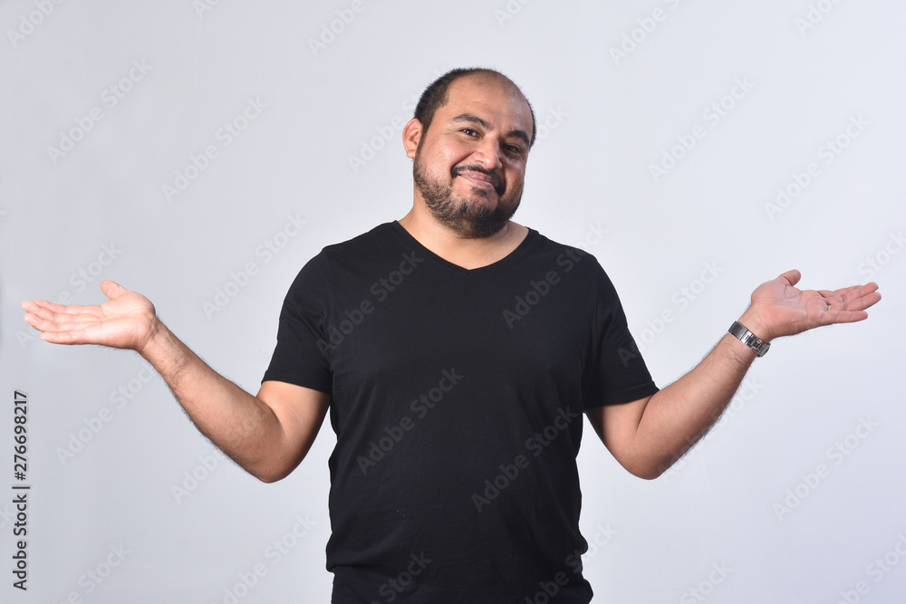 man with doubt or confused expression on white background man with doubt or confused expression on white background