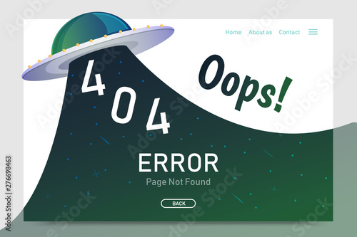 404  error page not found vector with UFO graphic  design template for website background graphic