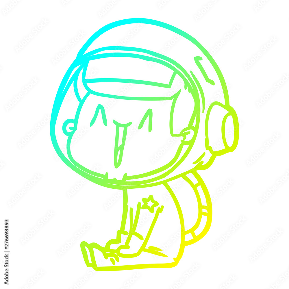 cold gradient line drawing happy cartoon astronaut sitting cold gradient line drawing happy cartoon astronaut sitting