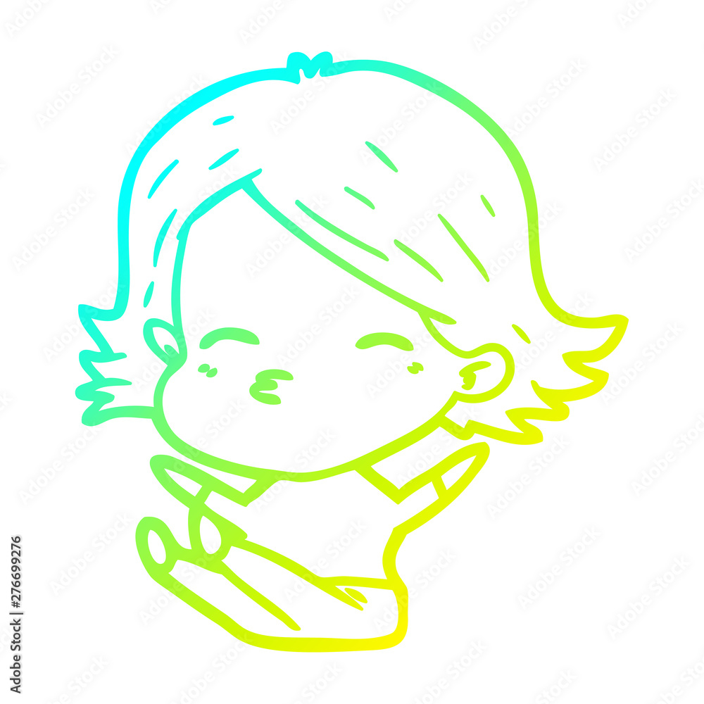 cold gradient line drawing cartoon woman sitting cold gradient line drawing cartoon woman sitting