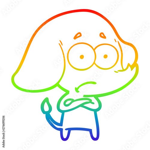 rainbow gradient line drawing cartoon unsure elephant