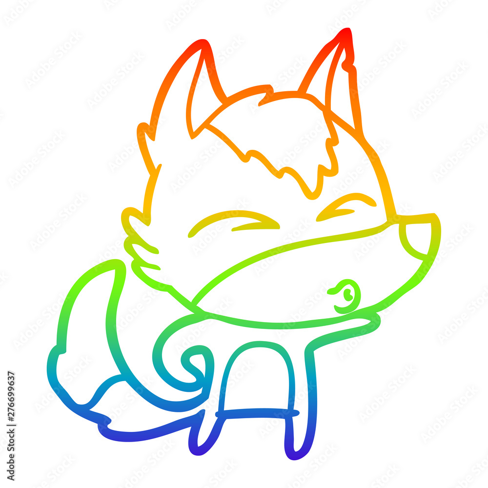 rainbow gradient line drawing cartoon wolf whistling rainbow gradient line drawing cartoon wolf whistling