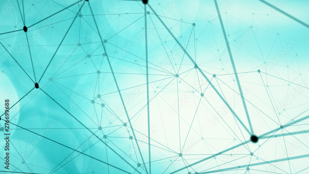 Obraz premium Connected lines polygonal layout, many triangles and circles connected