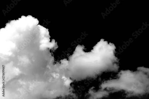 White clouds on the sky in black and white photo
