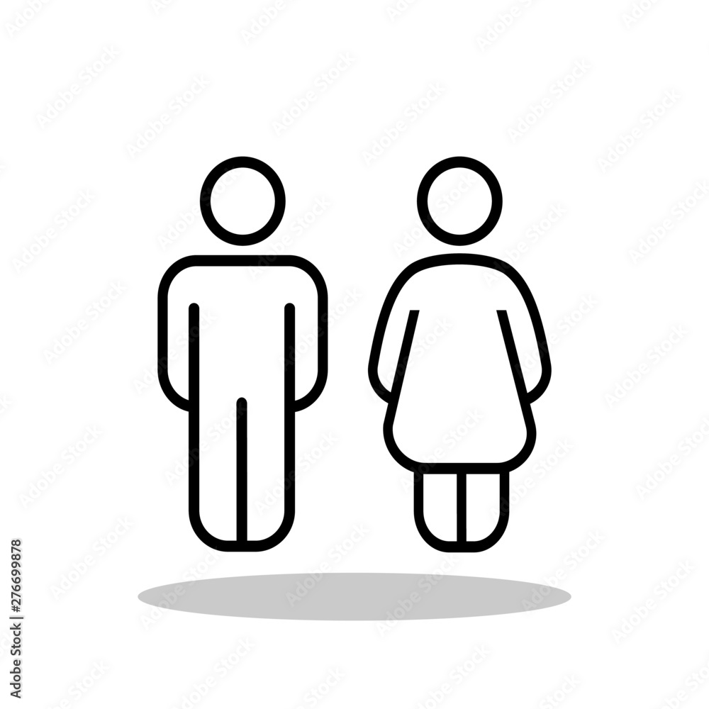 Man and Woman icon in flat style. Toilet symbol for your web site design, logo, app, UI Vector EPS 10.