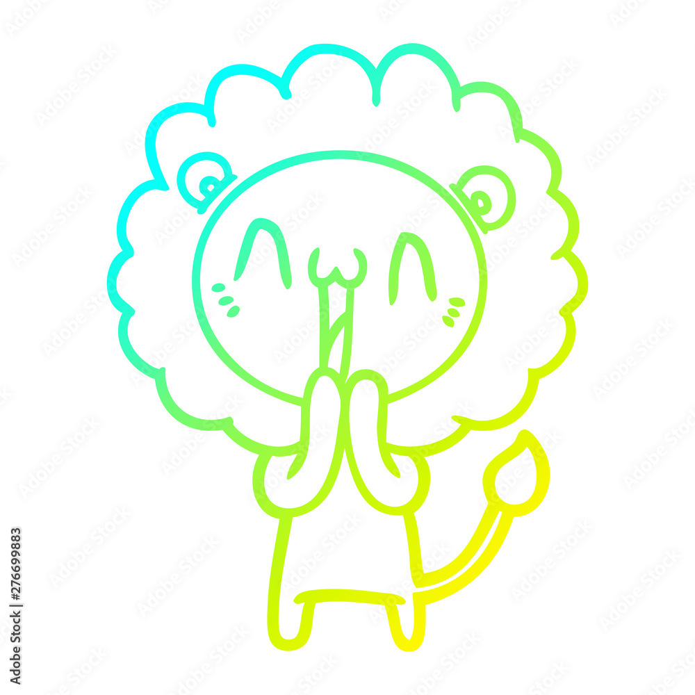 cold gradient line drawing happy cartoon lion cold gradient line drawing happy cartoon lion