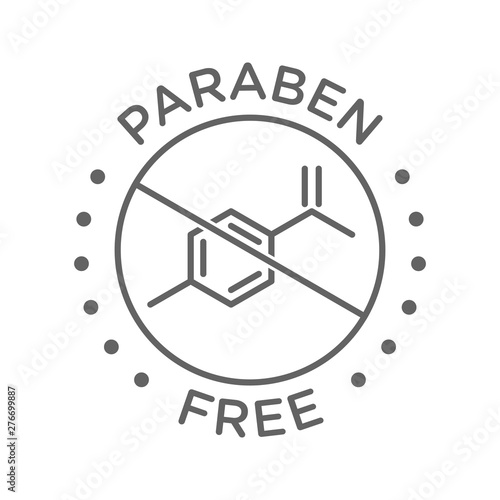 Paraben free icon cosmetic vector label. Vector logo skincare  health safe product with no paraben.