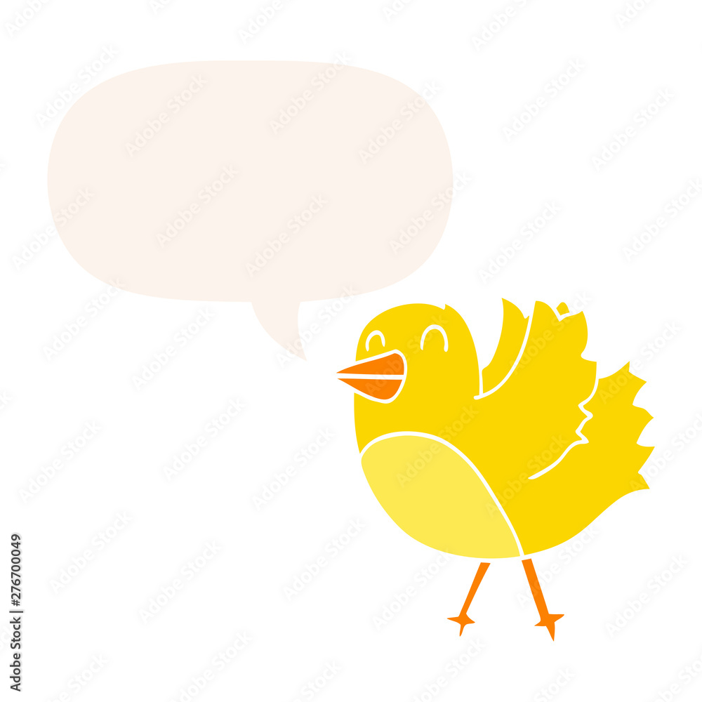 cartoon bird and speech bubble in retro style cartoon bird and speech bubble in retro style