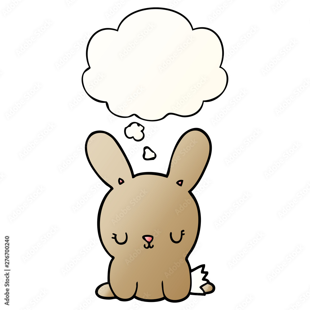 cute cartoon rabbit and thought bubble in smooth gradient style cute cartoon rabbit and thought bubble in smooth gradient style