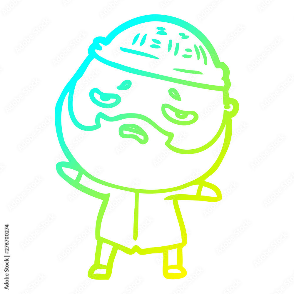 cold gradient line drawing cartoon worried man with beard cold gradient line drawing cartoon worried man with beard