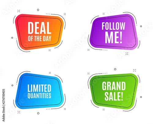 Geometric banners. Limited quantities symbol. Special offer sign. Sale. Follow me banner. Clearance sale. Vector