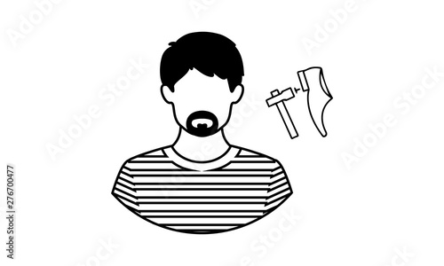 Shoemaker profession icon for footwear design and repair