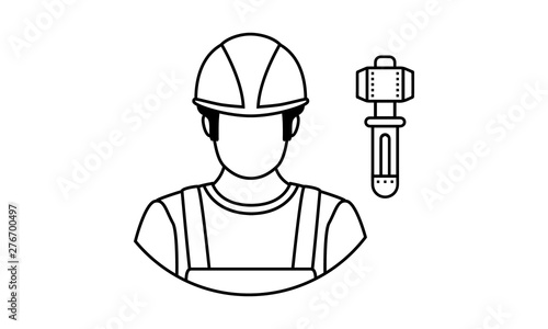 Construction worker icon for labor and building industry