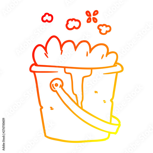 warm gradient line drawing cartoon bucket of soapy water