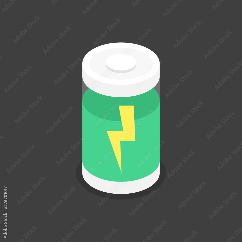 Battery isometric. Vector illustration. Battery isometric. Vector illustration.